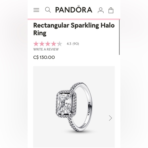 Pandora Rectangular Sparkling Halo Ring - Picture 3 of 5
